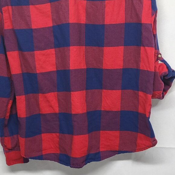 Jachs Girlfriend Flannel Shirt Bea Womens XXL Snap Button Roll Tab Sleeve Plaid - Picture 12 of 15
